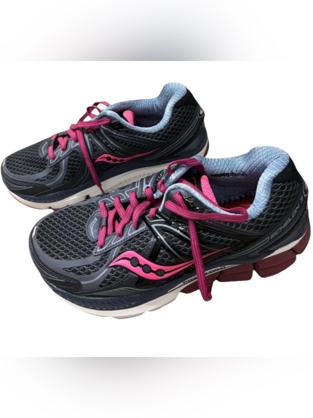 Saucony Echelon power Grid 7.5 black, blue, pink & purple lace up sneakers